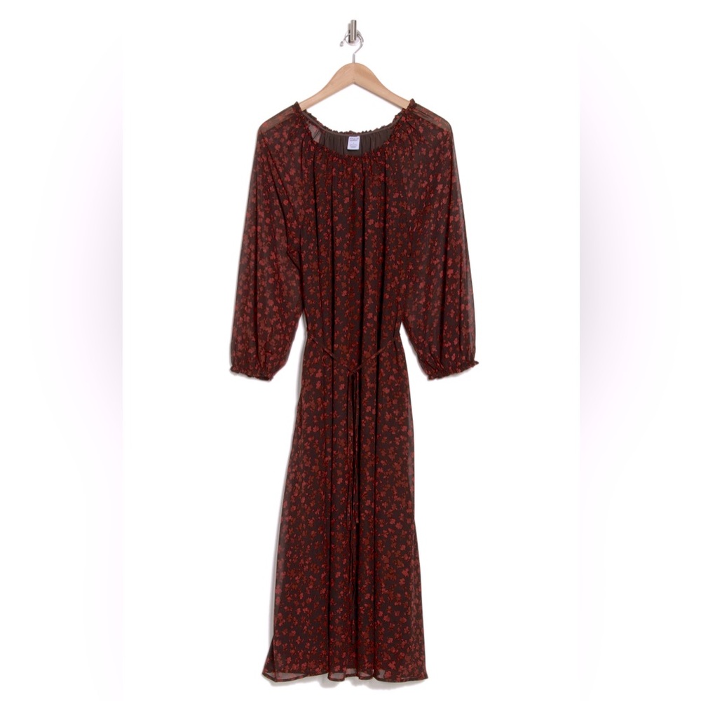 Melrose & Market Floral Long Sleeve Chiffon Maxi Dress